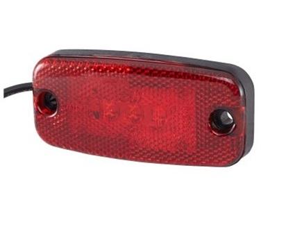 Lampa de poziție cu semnalizare LED HELLA 2TM 357 008-021, 2+1 W, 111x22 mm, cablu de 480 mm, lentilă roșie